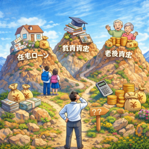 40代の人に立ちふさがる３つの山。住宅ローン、教育資金、老後資金の３つのお金