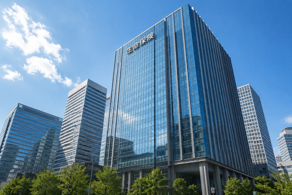 生命保険会社の本社ビル。顧客からの預かり資産で大都市の一等地に高いビルが建ちます。