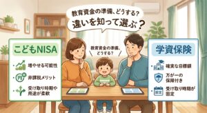 こどもNISAと学資保険を比較して教育資金の準備を考える親子
